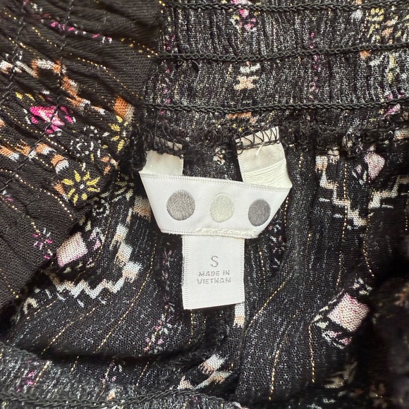 Threedots Boho Style Black Floral Print Women Shorts Elastic Size S - Picture 3 of 9